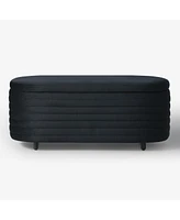 WestinTrends 42" Wide Mid-Century Modern Upholstered Velvet Tufted Oval Storage Ottoman Bench
