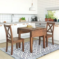 Streamdale Furniture 3-Piece Wood Drop Leaf Breakfast Nook Dining Table Set With 2 X-Back Chairs For Small Places