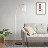 Streamdale Furniture Bristol Arched Metal Floor Lamp With Frosted Glass Shade