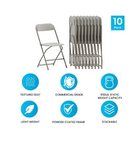 Set Of 10 Stackable Folding Plastic Chairs