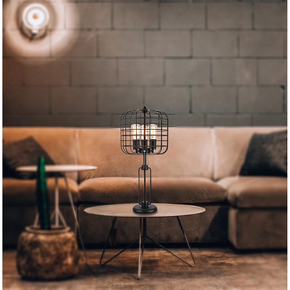 Streamdale Furniture 26" H Black Industrial Wire Cage Table Lamp with Edison Bulb (1 Pieces/Cnt)(2.96/14.43)