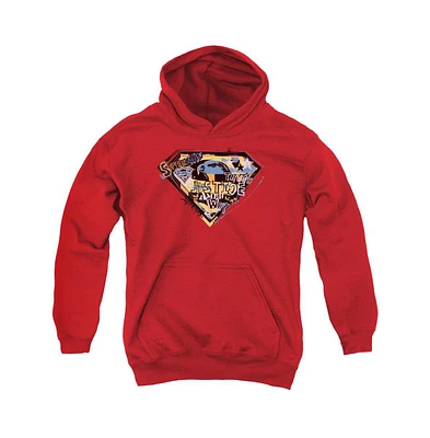 Superman Boys Youth American Way Pull Over Hoodie / Hooded Sweatshirt