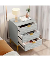 Tribesigns 3-Drawer Nightstand, 25.8" Tall Modern Bedside Table, Large Side End Table with Storage Drawers for Bedroom