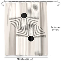 71x74 Geometric Shower Curtain - Black Geometrical Line by Tetyana Karankovska