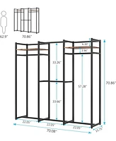 Tribesigns Garment Rack Heavy Duty Clothes Rack, Free Standing Closet Organizer with Shelves and Hanging Rod, Large Metal Clothing Rack for Hallway, B