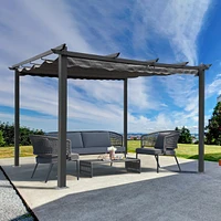 Simplie Fun Outdoor Retractable Pergola Canopy for Gardens 10FT x 13FT Gray