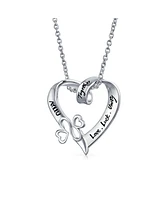 Bling Jewelry Ayllu Inspirational Symbol Heart Infinity Clover For Love Luck Unity Inspirational Open Twisted Ribbon Heart Pendant Necklace Sterling S