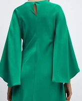 Mango Women's Flared-Sleeve Satin Dress