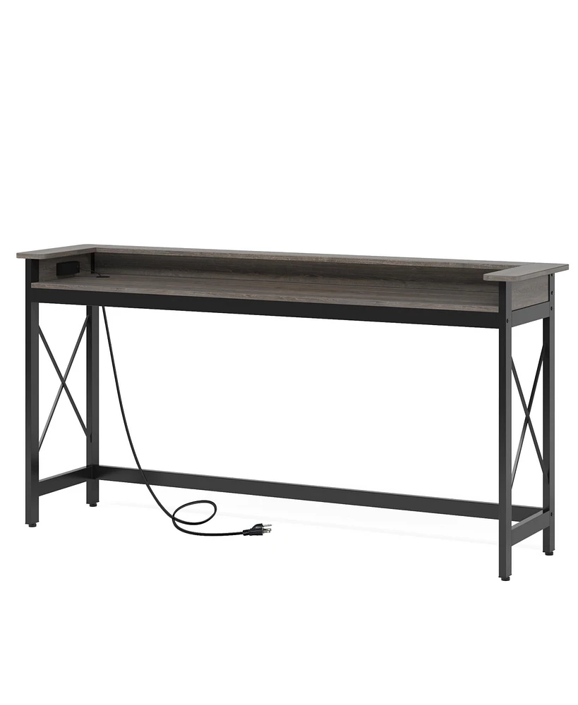 Tribesigns Sofa Table with Outlets and Usb Ports, 70.9 inch Extra Long Console Behind Couch Charging Station, Industrial Narrow Entryway Ha