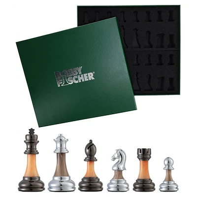 Bobby Fischer Metal & Acrylic Chess Pieces, 3.5 inch king