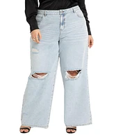 Eloquii Plus Wide Leg Distressed Jeans