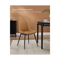 Leather Dining Chairs Set of 2, Comfortable Upholstered Seat with Metal Legs Swivel Leveling Feet