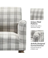 Rossella Contemporary and Classic Armchair with Solid Wood Legs