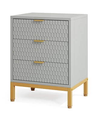 Tribesigns 3-Drawer Nightstand, 25.8" Tall Modern Bedside Table, Large Side End Table with Storage Drawers for Bedroom