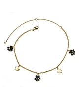 GiGiGirl 14k Gold Plated Enamel Puppy Paw Dangle Charm Anklet, Adjustable Length