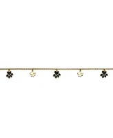 GiGiGirl 14k Gold Plated Enamel Puppy Paw Dangle Charm Anklet, Adjustable Length