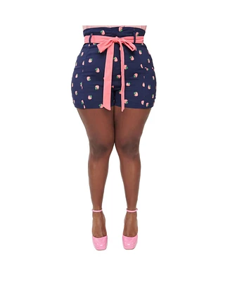 Unique Vintage Plus Stretch Tied & True Shorts With Sash