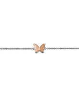 GiGiGirl Sterling Silver 18k Rose Gold Plated Butterfly Charm Anklet, Adjustable Length