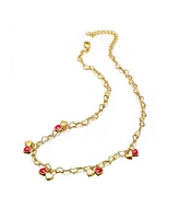 GiGiGirl 14K Gold Plated Red Heart Enamel Charm Necklace for Toddler/Kids