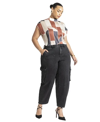 Eloquii Plus Size Barrel Leg Utility Trouser Jean