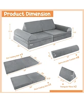 Costway 6 Pcs Kids Play Sofa Set Modular Convertible Foam Folding Couch Toddler Playset