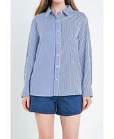 English Factory Women's Colorblock Stripe Cotton Shirt