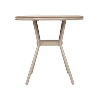 Merrick Lane Mael Bistro Style Table With Tempered Glass Top, Textilene, And Bamboo Finished Metal Frame For Indoor/Outdoor Use