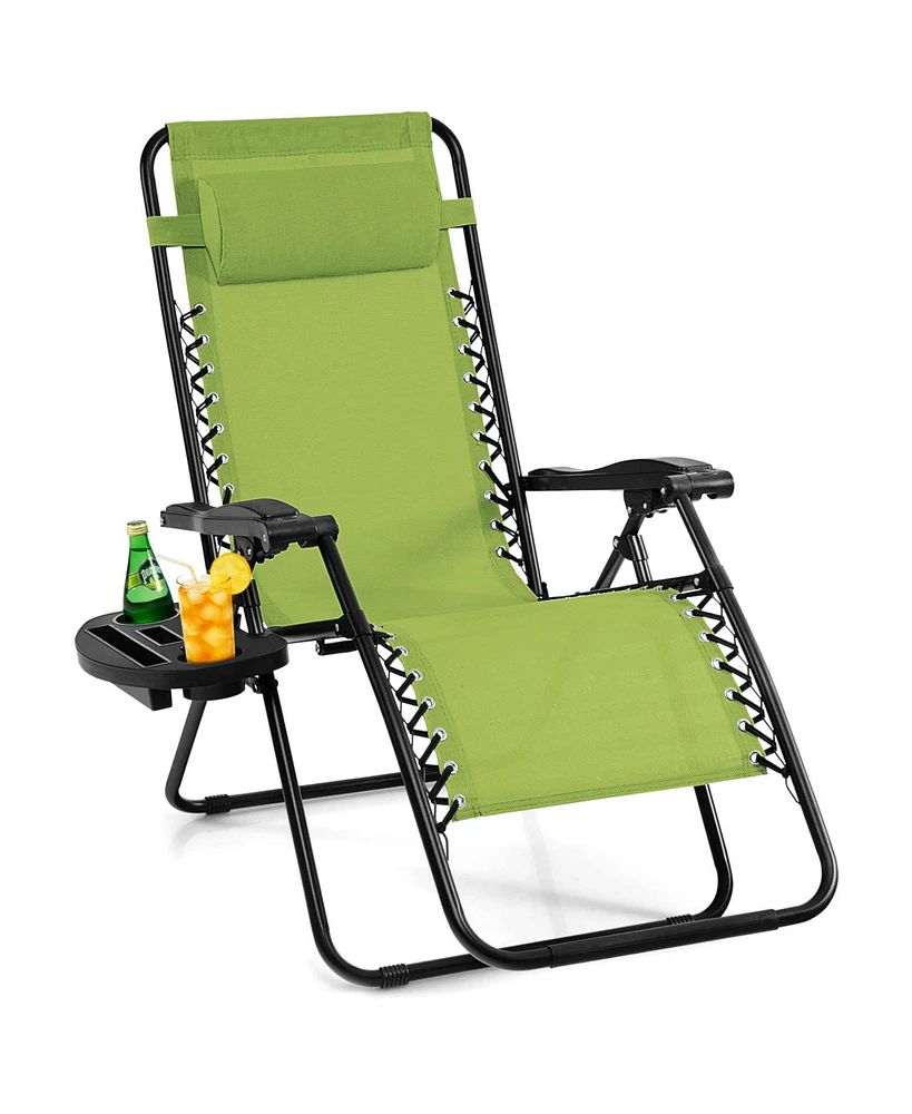 Sugift Outdoor Folding Zero Gravity Reclining Lounge Chair