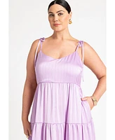 Eloquii Plus Size Tiered Satin Maxi Dress