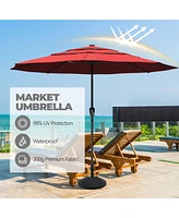 Mondawe 10 ft 3-Tier Outdoor Patio Market Umbrella with Double Air Vent and Push Button Tilt
