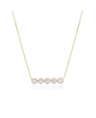 The Lovery Round Diamond Halo Bar Necklace