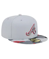 New Era Men's Gray Atlanta Braves Active Team Camo 59FIFTY Fitted Hat