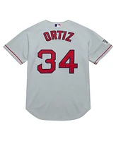 Mitchell Ness Men's David Ortiz Gray Boston Red Sox 2004 Cooperstown Collection Authentic Throwback Jersey