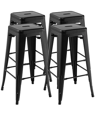 Sugift 30 Inch Bar Stools Set of 4 with Square Seat and Handling Hole