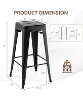 Sugift 30 Inch Bar Stools Set of 4 with Square Seat and Handling Hole