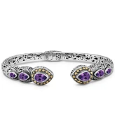 Devata Amethyst & Bali Ubud Cuff Bracelet Sterling Silver and 18K Gold