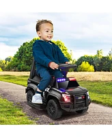 Sugift 6V Kids Ride On Police Car with Real Megaphone and Siren Flashing Lights