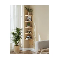 Slickblue 5-Tier Corner Shelf, Wall Mounted Floating Shelf, Zigzag Corner Shelf Unit, Pvc Rattan Sides