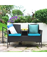 Sugift Patented Modern Patio Set with Built-in Coffee Table and Cushions
