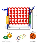 Costway 2 Pcs Giant 4 A Row Jumbo 4-to-Score Game Set W/Storage Carrying Bag for Kids Adult