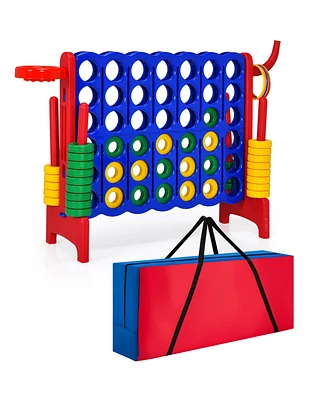 Costway 2 Pcs Giant 4 in A Row Jumbo 4-to-Score Game Set W/Storage Carrying Bag for Kids Adult