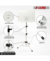 5 Core Sheet Music Stand White • Sturdy Portable Height Adjustable Music Note Holder Tripod Stands - Mus Wh