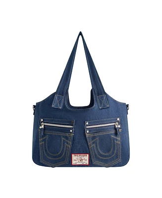 True Religion Horseshoe Stitch Denim Satchel