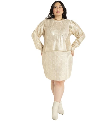 Eloquii Plus Size Coated Sweater Skirt