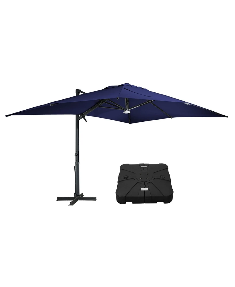 Mondawe 13 ft Cantilever Patio Umbrella with 360 Rotation and Base Weight Included, Navy