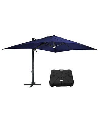 Mondawe 10 ft Cantilever Patio Umbrella with 360 Rotation and Base Weight Included, Navy