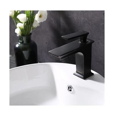 Yescom Simple 1 Hole Bathroom Square Faucet Undermount Sink Cold & Hot Water Orb Diy