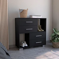 Streamdale Furniture Brooks 2-Shelf 4-Drawer Dresser Black Wengue