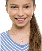 Peanuts Snoopy Silver Plated Holding Heart Pendant, 16+2" Chain
