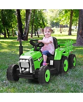 Sugift 12V Ride on Tractor with 3-Gear-Shift Ground Loader for Kids 3+ Years Old